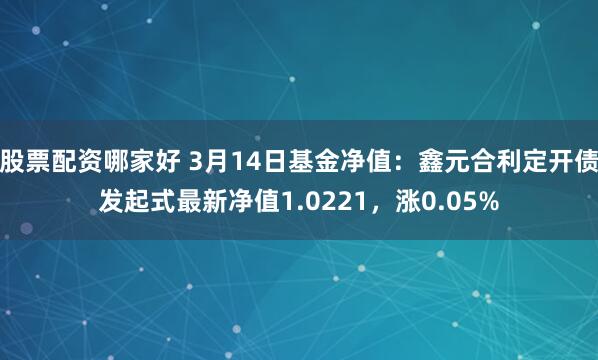 股票配资哪家好 3月14日基金净值：鑫元合利定开债发起式最新净值1.0221，涨0.05%